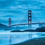 I went to Baker Beach hoping to catch the Golden Gate Bridge at sunset, but it was too cloudy. I was leaving but saw the amazing clouds and the lights of the bridge and had to take some shots.