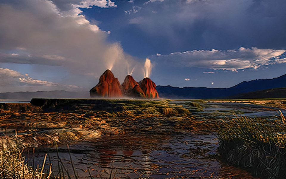 Fly Geyser and Clearing Storm - Truman Holtzclaw