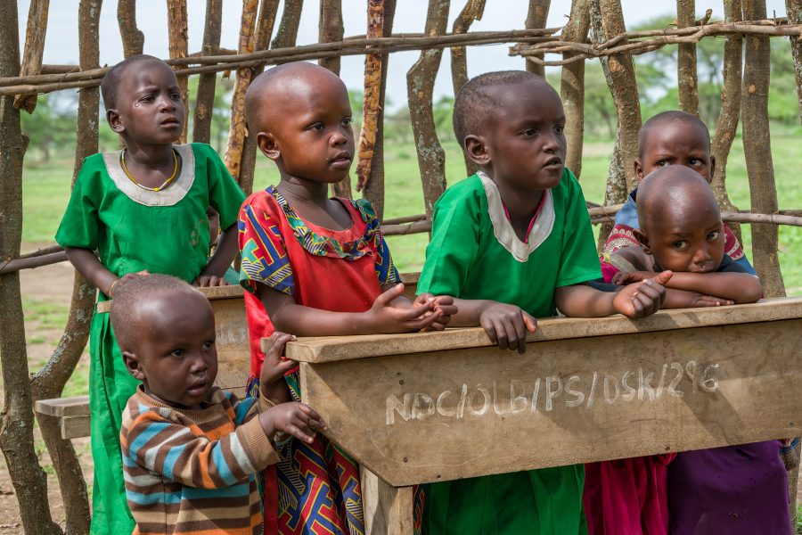 Maasi Children in the Village School - Pat Honeycutt