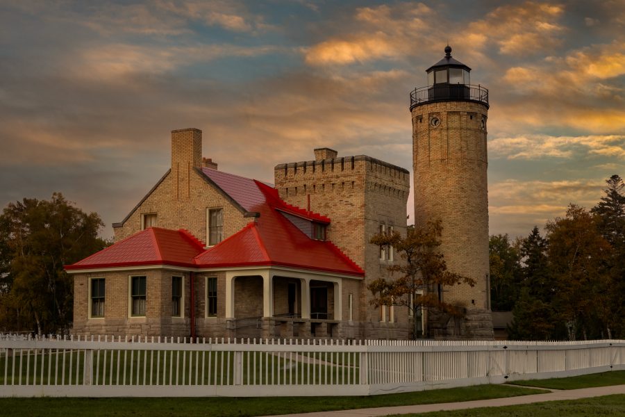 Old Mackinac Lighthouse in Early Morning Michigan - Charlie Willard