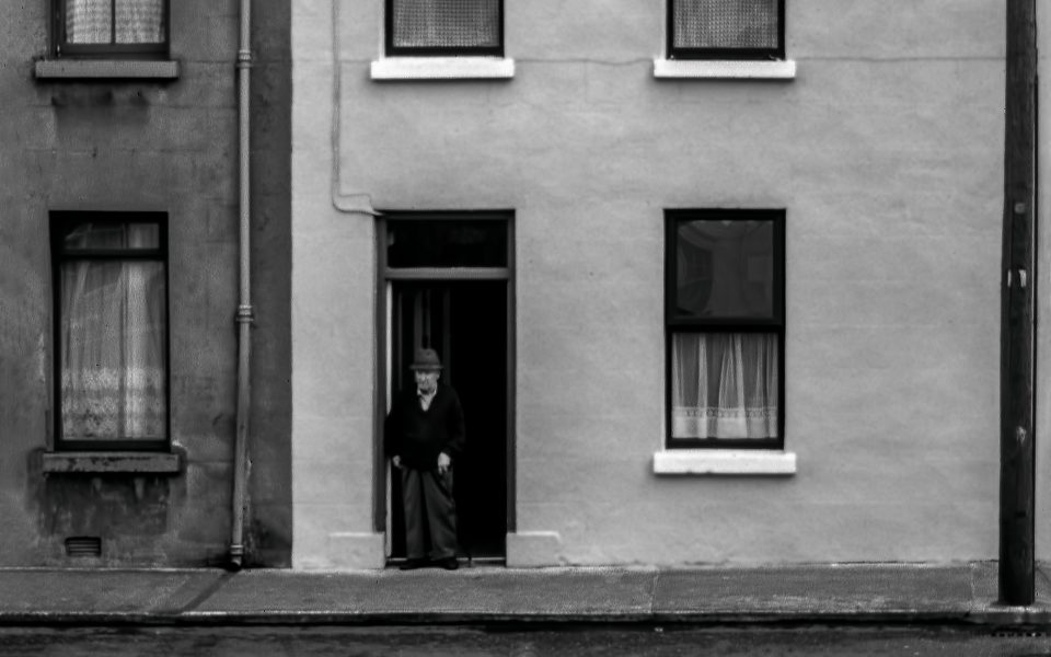 Lonely Old Irishman in Door in Limerick, Ireland, July 1997 - Gary Cawood